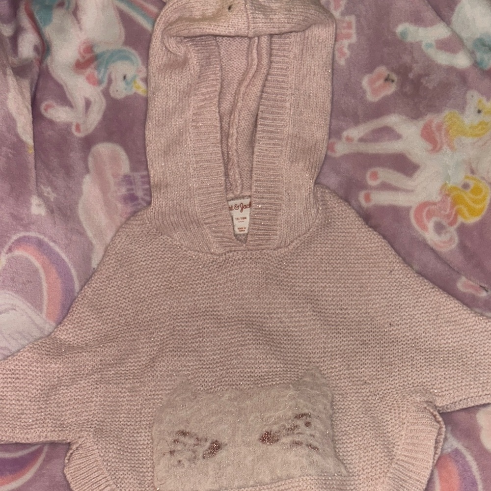 Cat & Jack Beige Hooded Sweater Poncho - Picture 4 of 5